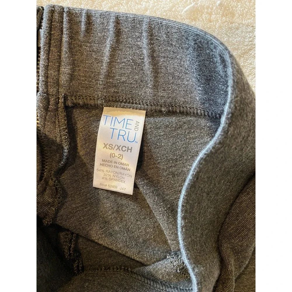 Time Tru Stretch Dress Pants, Pull‎ On Dark Grey, Women's Size XS
